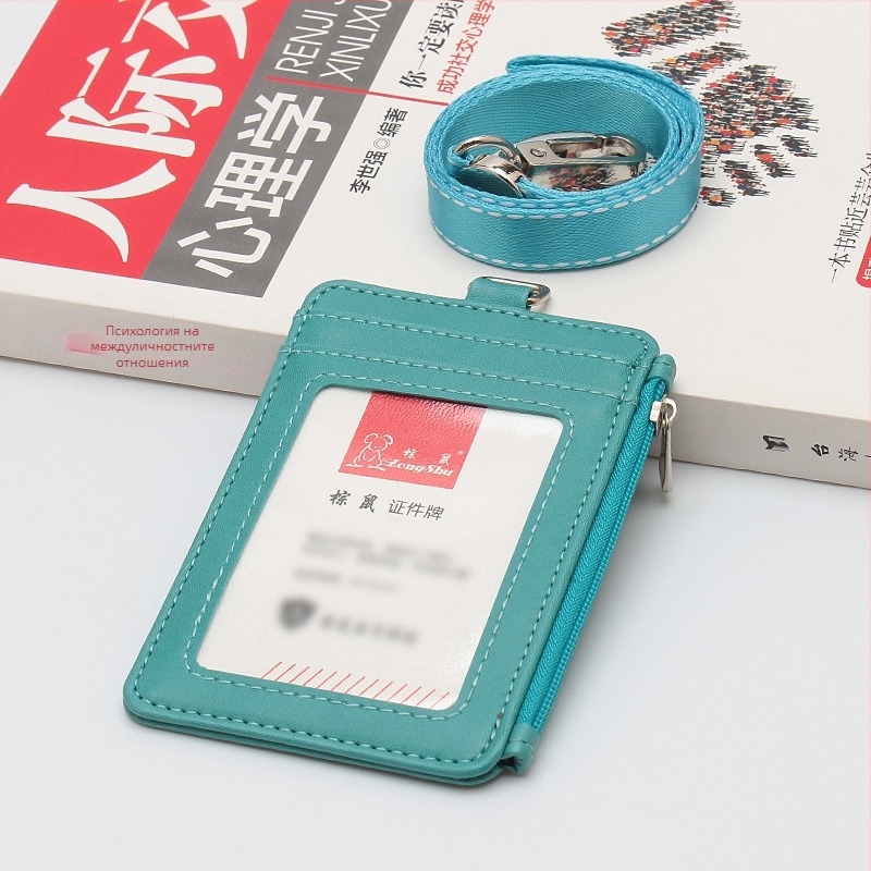 Държач за карти с PU кожа и шнур, много слотове, сгъваем, подходящ за ежедневна употреба, стил Cross-Border Trend