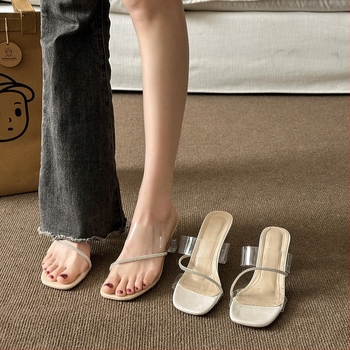 Римски сандали с горна част от синтетична кожа, квадратен нос, каучукова подметка, лято 2024