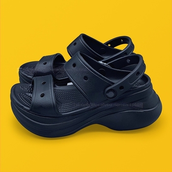 Дамски обувки Crocs стил, EVA горна част и подметка, 6 cm повдигане на височината, серия Whale двойна презрамка, противохлъзгащи, закрити пръсти, лято 2025