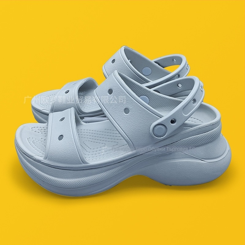 Дамски обувки Crocs стил, EVA горна част и подметка, 6 cm повдигане на височината, серия Whale двойна презрамка, противохлъзгащи, закрити пръсти, лято 2025