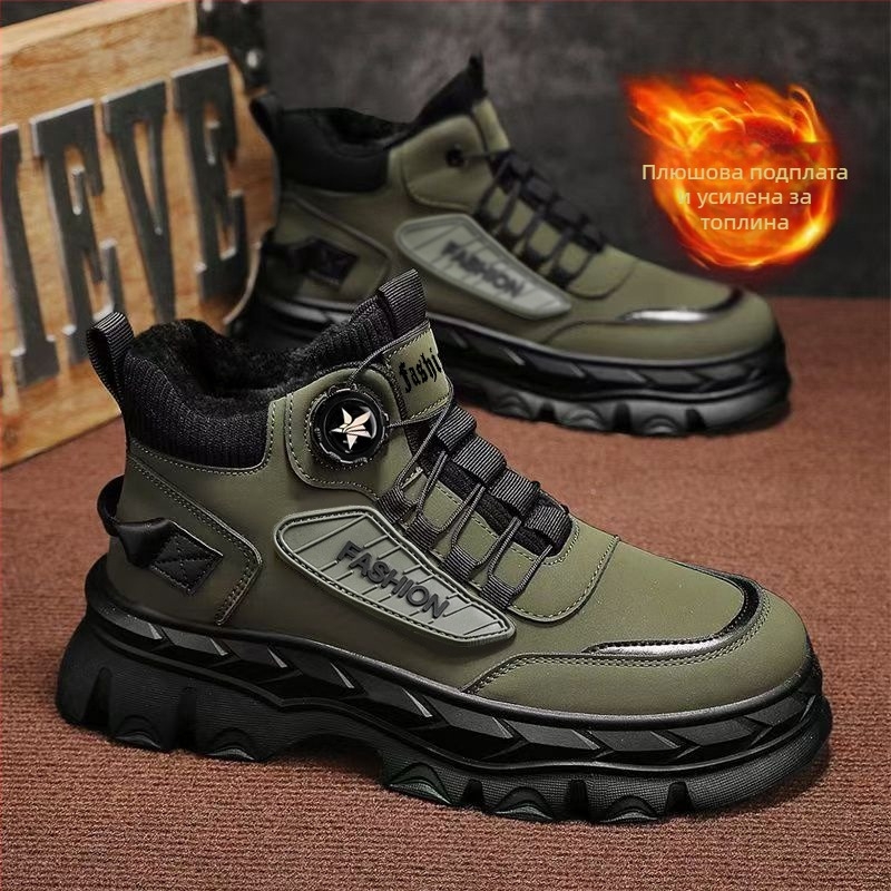 Мъжки зимни ботуши Мартин, подплатени с флис, водоустойчиви, дебела противохлъзгаща гумена подметка, връзки отпред, средно високи