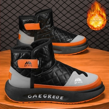 Мъжки ботуши Мартин, подплата от флис за топлина, водоустойчиви и противохлъзгави, PU горна част, закопчаване с велкро