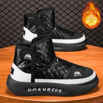 Мъжки ботуши Мартин, подплата от флис за топлина, водоустойчиви и противохлъзгави, PU горна част, закопчаване с велкро