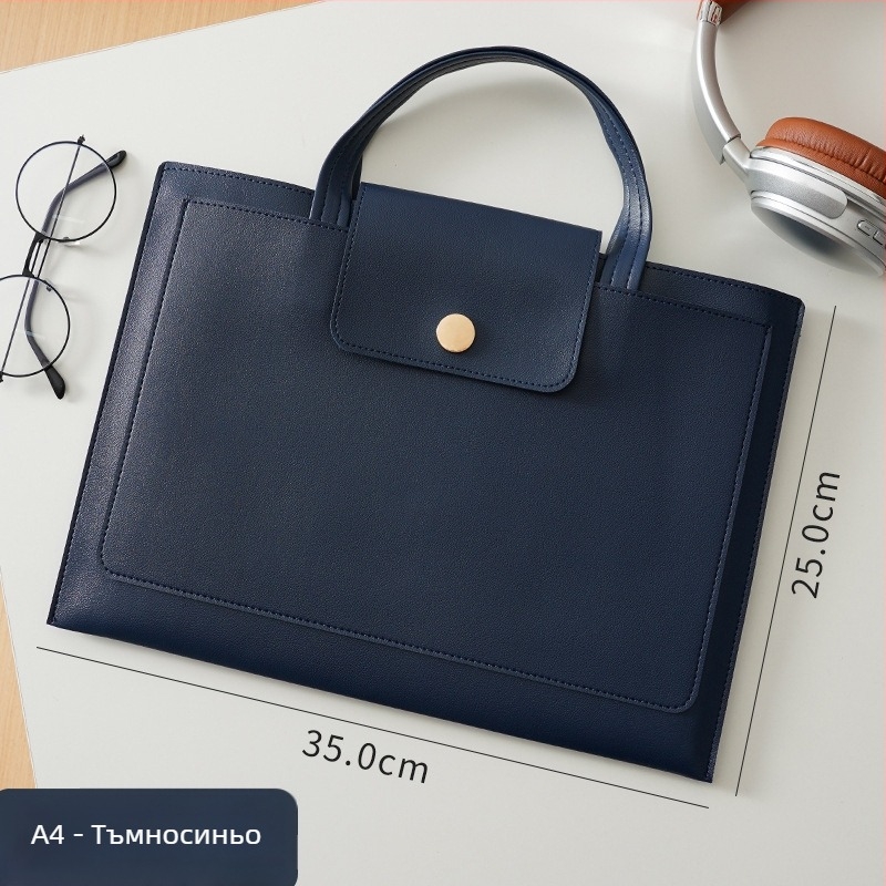 Peter PU кожена делова чанта за документи със щракване, водоустойчива