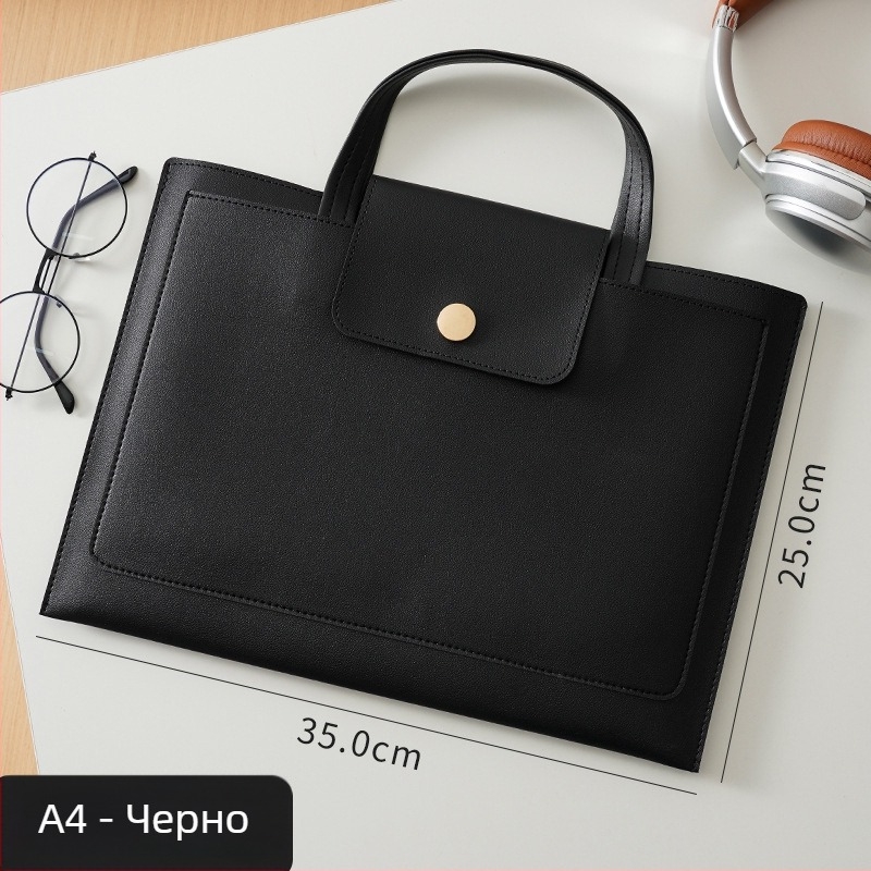 Peter PU кожена делова чанта за документи със щракване, водоустойчива