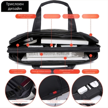 Yao Jie мъжка бизнес чанта за лаптоп, оксфордска материя, цип, трислойна конструкция