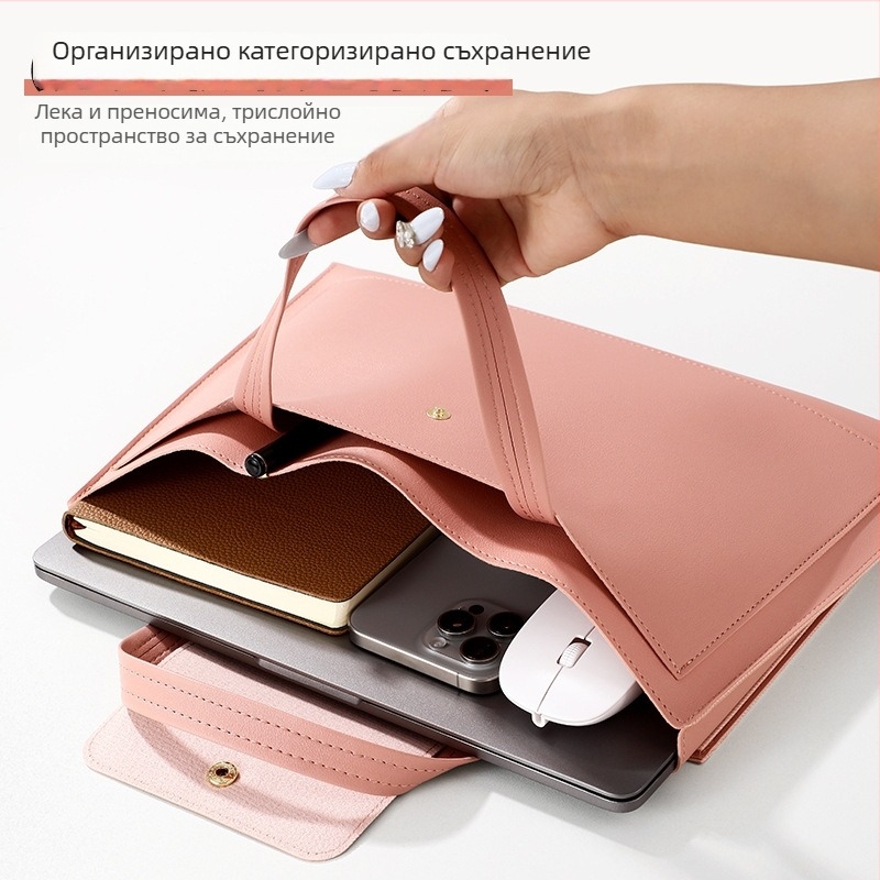 Xiangmo A4 PU кожена бизнес папка за документи с цип, голям капацитет, проста форма