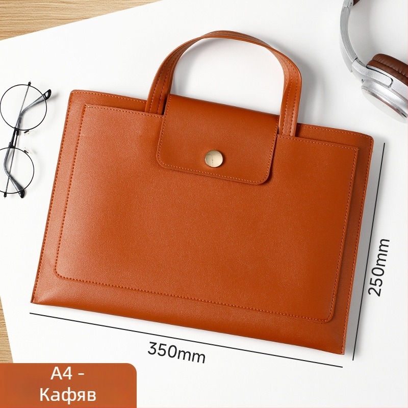 Xiangmo A4 PU кожена бизнес папка за документи с цип, голям капацитет, проста форма