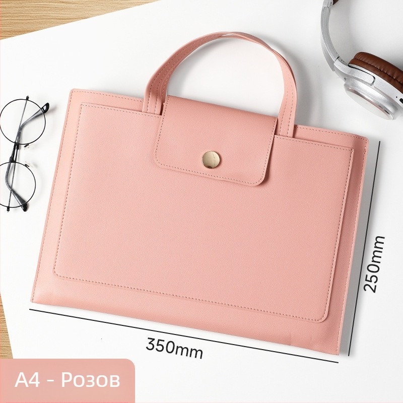 Xiangmo A4 PU кожена бизнес папка за документи с цип, голям капацитет, проста форма