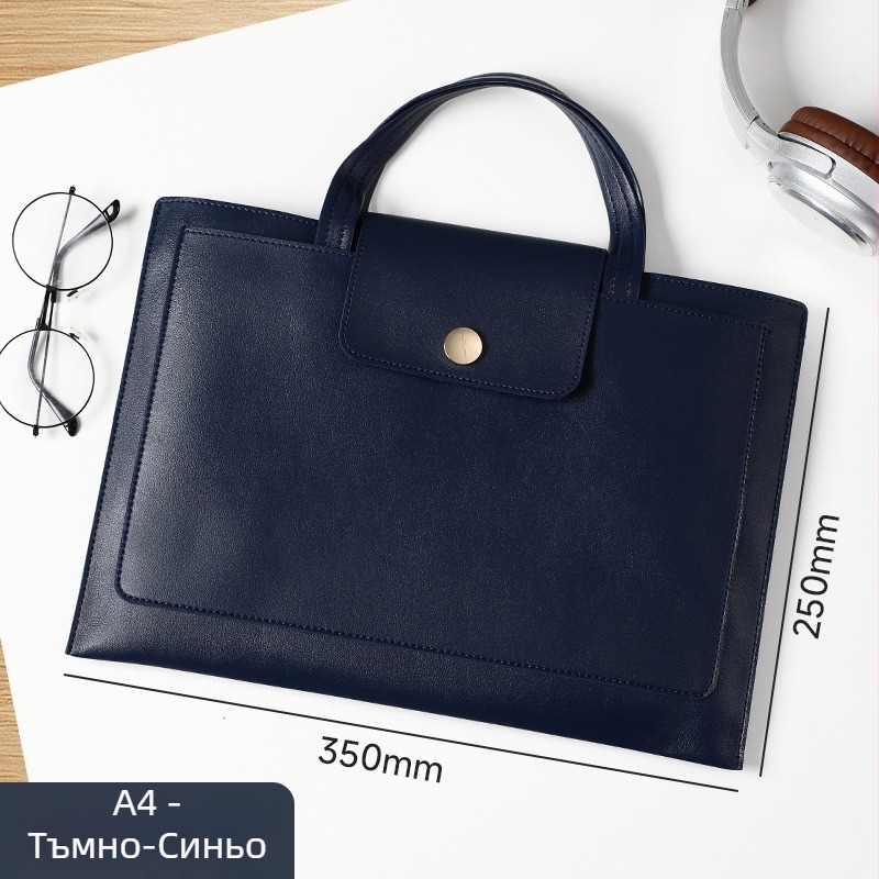Xiangmo A4 PU кожена бизнес папка за документи с цип, голям капацитет, проста форма