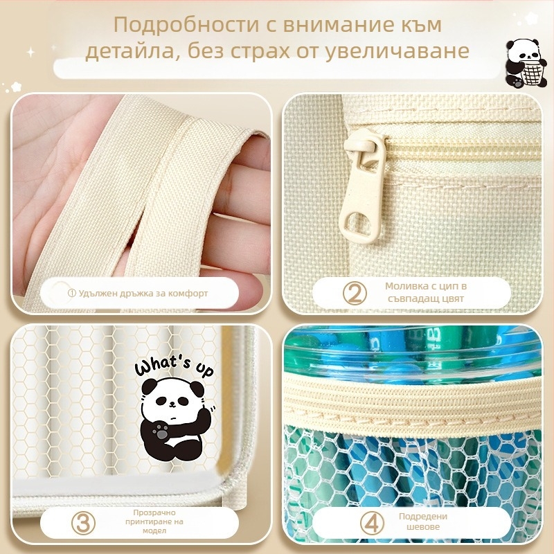 Платнена ученическа чанта за книги с затваряне и карикатурен дизайн