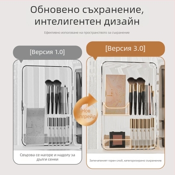 Кутия за козметика с органайзер за червила за настолен плот – светъл лукс, голям капацитет, пластмасова конструкция, прахоустойчива, персонализируема