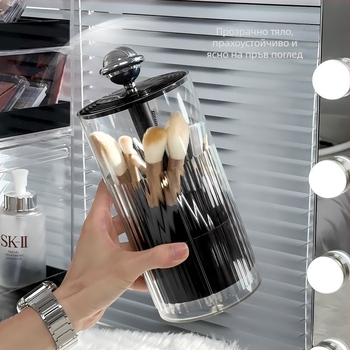 Десктоп органайзер за козметични четки с повдигащ прахоустойчив механизъм за четки и моливи за вежди (Пластмаса, пуснат през 2024, 397.5 g, кутия от 40 броя)