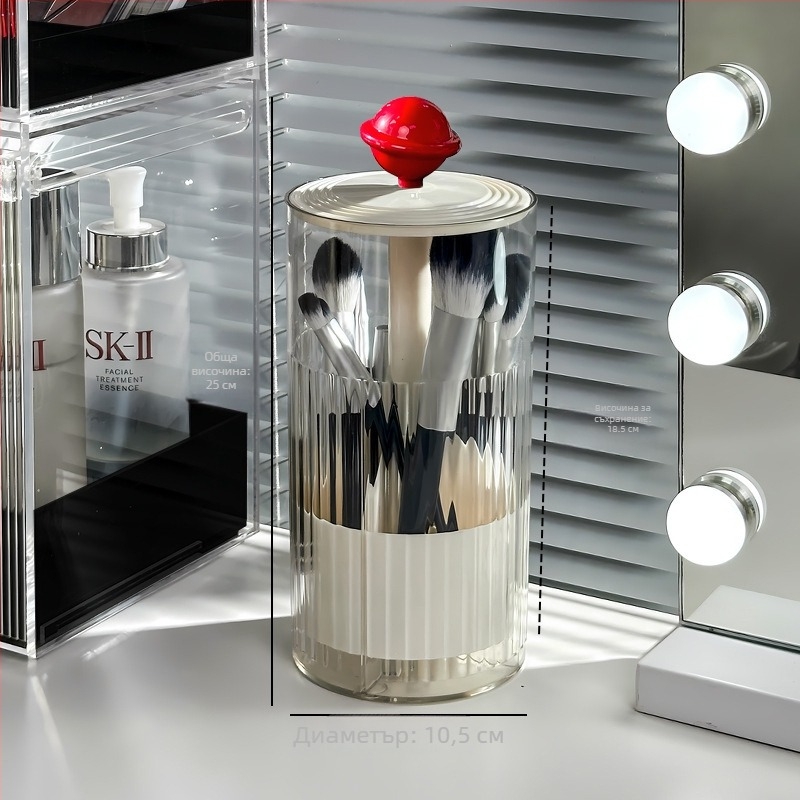 Десктоп органайзер за козметични четки с повдигащ прахоустойчив механизъм за четки и моливи за вежди (Пластмаса, пуснат през 2024, 397.5 g, кутия от 40 броя)