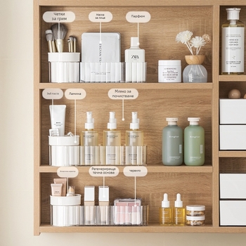 Nachuan Въртящ се шкаф за огледало за съхранение, прозрачен, PS+PP, лого отпечатано, персонализируемо, пускане през 2025 г.