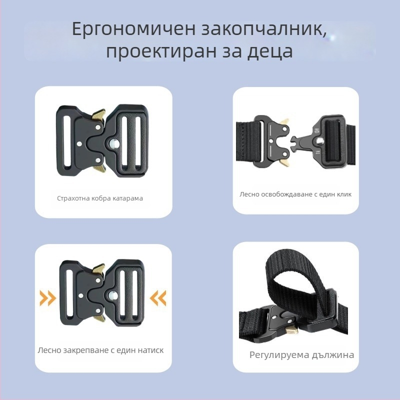 Детска тактическа поясна чанта с PU кожа, закопчалка с пин, закопчалка от платно/найлон, тънък профил (<2 см), Пролет 2025
