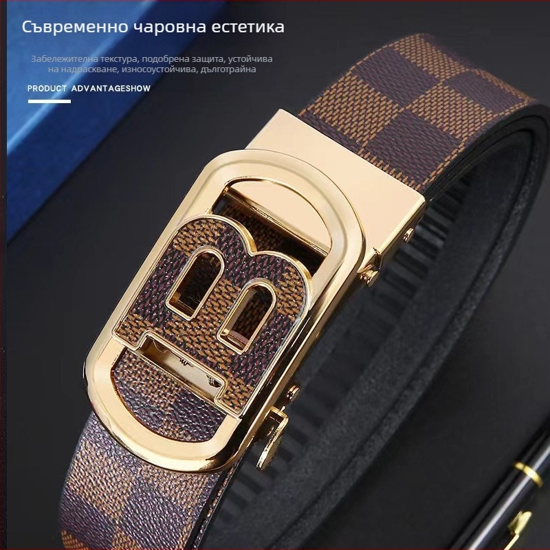 Мъжки колан с автоматично закопчаване, изкуствена кожа, железна катарама, ширина 2–4 см, стил бизнес градски