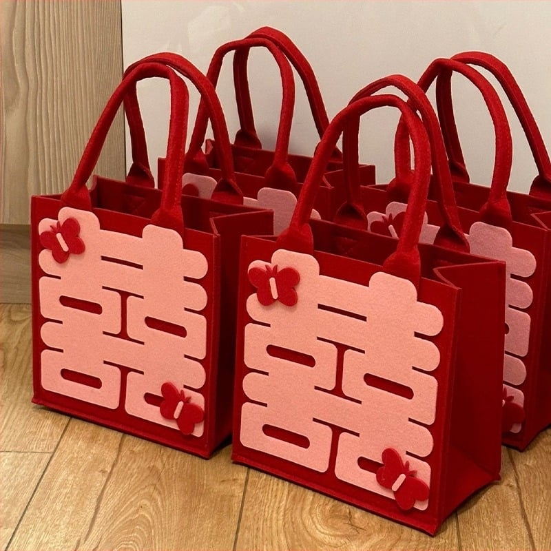 Сватбени подаръчни торбички с мотив пеперуда — нетъкан филц, горещ печат, празничен стил, Orun