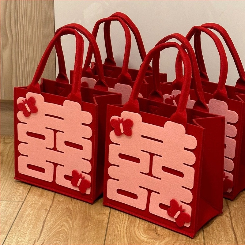 Сватбени подаръчни торбички с мотив пеперуда — нетъкан филц, горещ печат, празничен стил, Orun