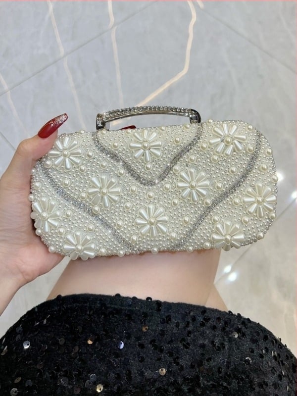 Малка квадратна клъч-чанта с джоб за телефон, твърда конструкция, полиестер