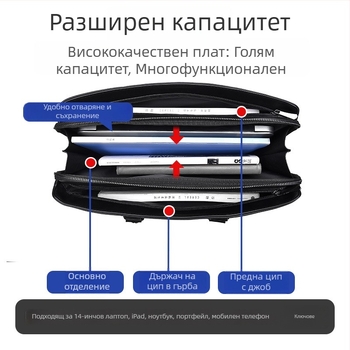Делов портфейл от Oxford плат за документи и лаптоп, ултра лек, подплатен вътрешен отдел и отдел за лаптоп, подходящ за бизнес пътувания