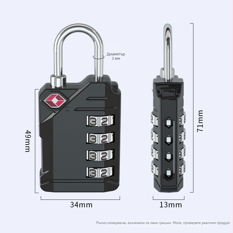 4-цифрова кодова заключалка за багаж, TSA съвместима, цинкова сплав, модел CH-561, дебелина на заключващия прът 3 мм