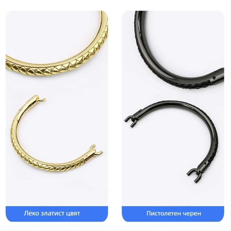 Метална дръжка за чанти, цинкова сплав + PU кожа, полукръгъл пръстен, аксесоари за багаж Meters
