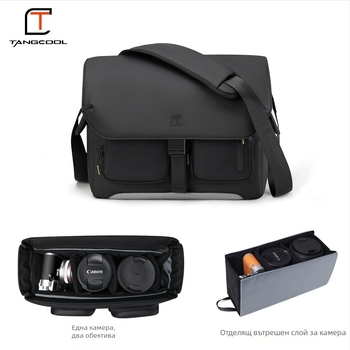 TANGCOOL DSLR камера чанта — голям капацитет, през рамо, Oxford плат
