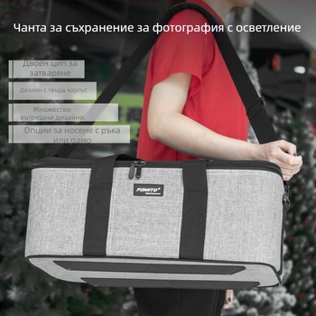 FOMITO DSLR чанта за фотоапарат с презрамка и осветление, платно + твърда дъска, 2,8 кг