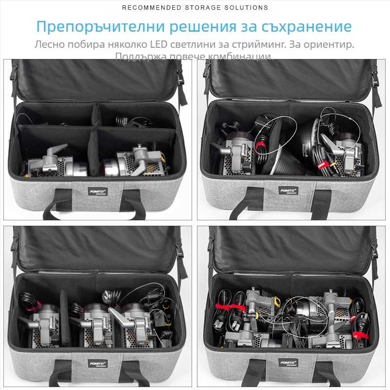 FOMITO DSLR чанта за фотоапарат с презрамка и осветление, платно + твърда дъска, 2,8 кг