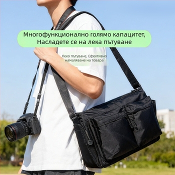 Чанта за рамо за фотоапарат с голям капацитет, мултифункционална, за Canon/Nikon SLR, найлон, подплата полиестер