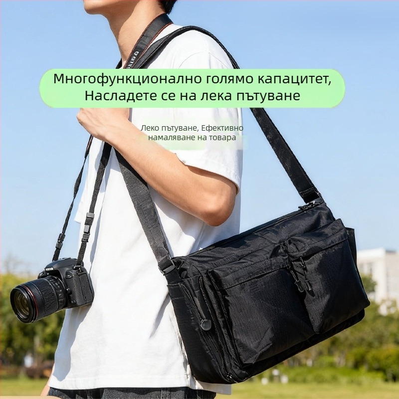 Чанта за рамо за фотоапарат с голям капацитет, мултифункционална, за Canon/Nikon SLR, найлон, подплата полиестер