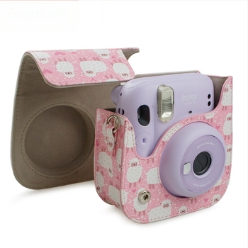 Полароид Mini12/11 камера чанта – PU кожа, фланелено подплъщване, модел Fuji-mini11-sheep (пасва Mini12/11/9/8; тегло 110 г)