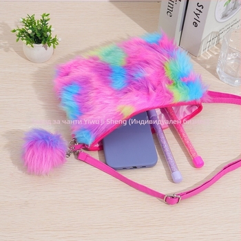 Детска кръстосана чанта за рамо с тай-дай модел, PU материал, подплата полиестер, за момичета, пролет 2024