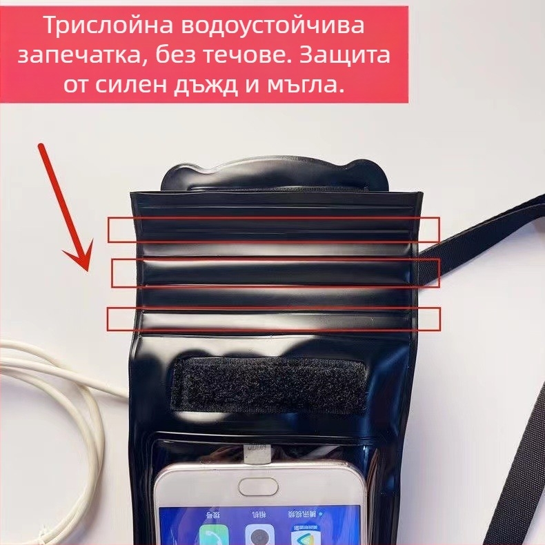 Ездачна водоустойчива чанта за телефон със сензорен екран – TPU+PVC, прост стил, универсална за мобилен телефон