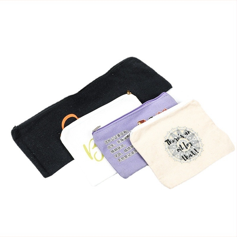 Платнена чанта с цип за съхранение, подходяща за канцеларски материали и бижута; персонализирана с лого; дъно и страни; печат: термопрехвърляне, ситопечат и машинен печат