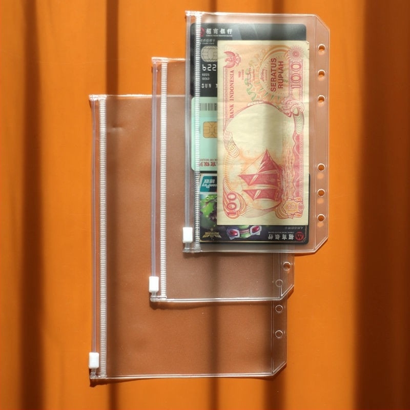 Документо папка с цип, PVC прозрачен, PVC вътрешни страници, конструкция: Paper Brick