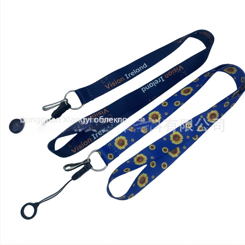 Полиестерен ланярд за телефон с държач за карта за изложения — термопечат, стил бизнес/офис, пластмасови аксесоари, по поръчка