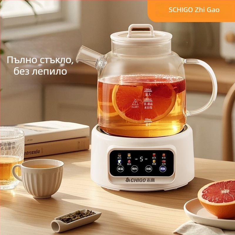 Chigo Jx-101 Здравословен чайник със тяло от боросиликатно стъкло, 1–1.5 л, 220 V, 500–1000 W, Сензорно управление