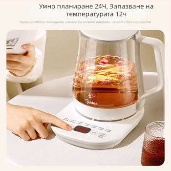 Здравословен чайник MK-Y12Q, стъклен корпус, капацитет 1-1.5 л, 220V, 500-1000W