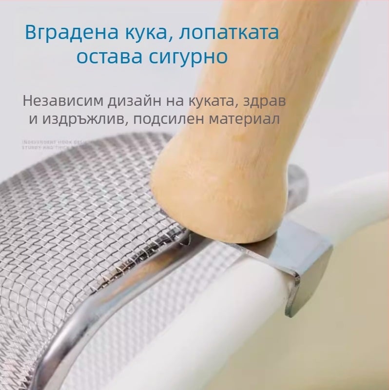 Метална лъжичка за котешка тоалетна с финна мрежа, неръждаема стомана, за котки и кучета.