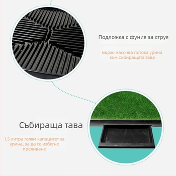 Кучешка тоалетна с преграда, пластмасова конструкция, изкуствена тревна подложка за уриниране, тренировка на дефекацията на фиксирана точка, подходяща за средни и големи кучета