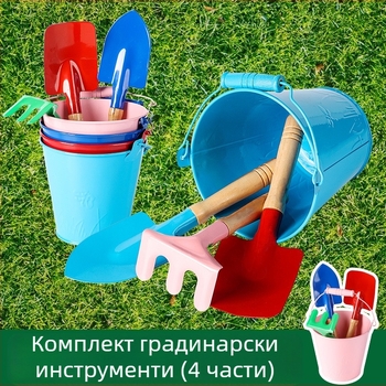Детски тричастен комплект градинарски инструменти — неръждаема стомана, марка Meow Ear, за игра на открито