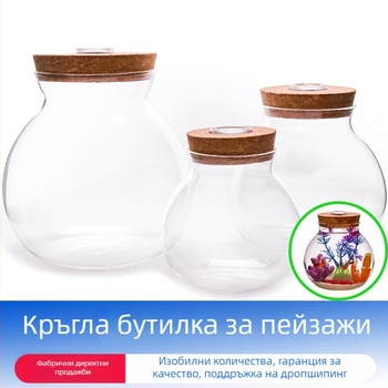 LED осветена стъклена бутилка с капак – екологичен террариум, креативен DIY мини пейзаж с мъх и риби