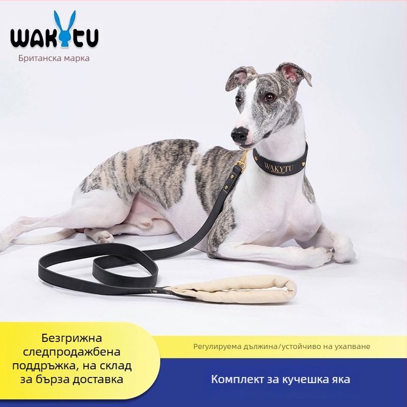 Wakytu PU каишка за кучета с P-Chain за разходка — антиразкъсваща лента