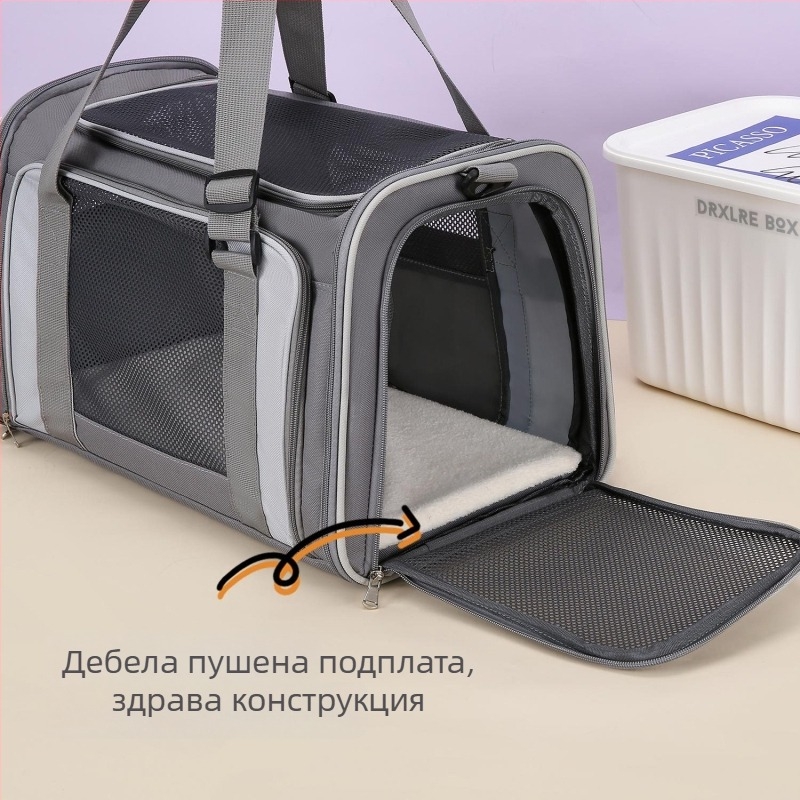 Канва котешка чанта за пътуване, чанта за домашни любимци; Материал: Канва; Категория: Чанта за домашни любимци; Внос: Не