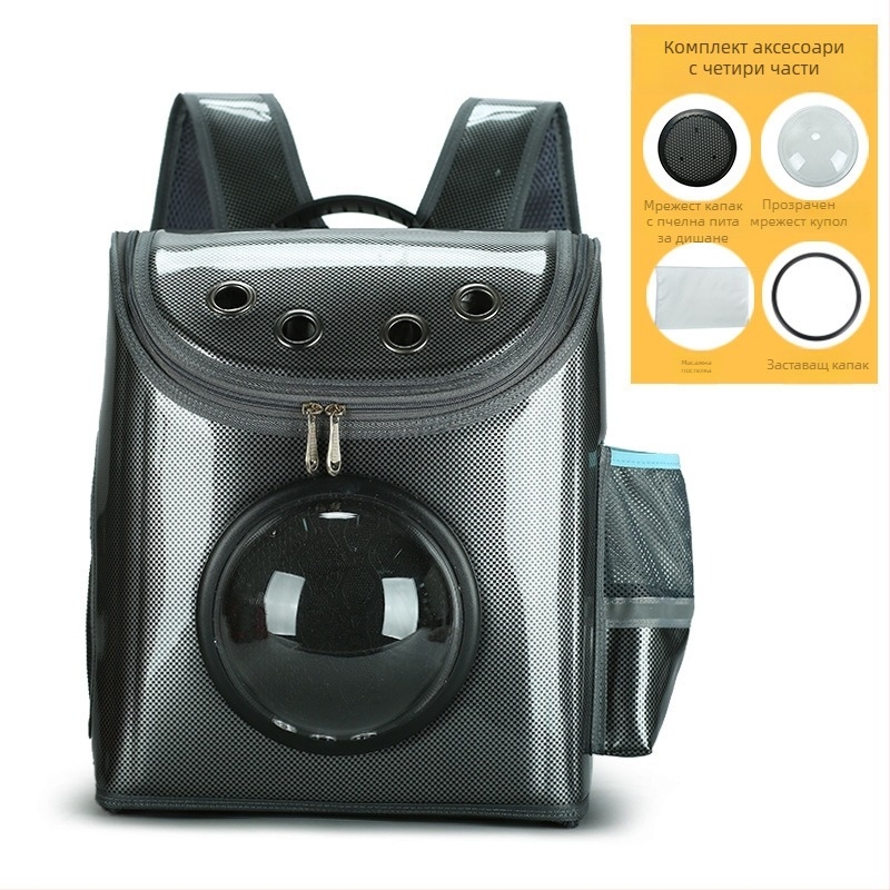 Котешка раница в стил космическа капсула – сгъваема, дишаща, Oxford материал, 5 кг капацитет, plaid модел, твърд корпус