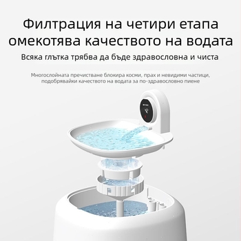 Miwei фонтан за вода за домашни любимци с постоянна температура, интелигентна циркулация, безшумен двоен филтър, автоматично сензорно включване за котки и кучета