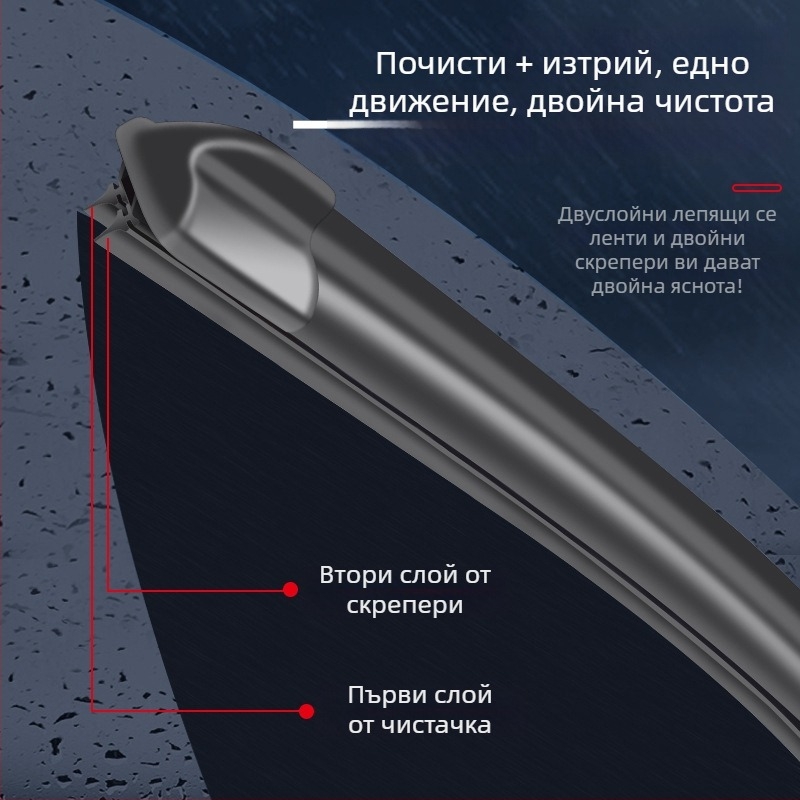 Безкостна чистачка за Dongfeng Jingyi X3 SUV, модел 2016 — To Le Tu, двуслойна гумена лента