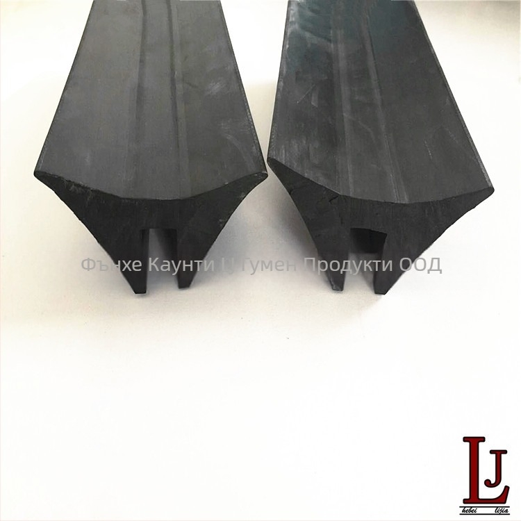 Гумен уплътнител за мостове с профили dovetail и канален профил, водоустойчиво уплътнение, работна температура 120°C, работно налягане 6
